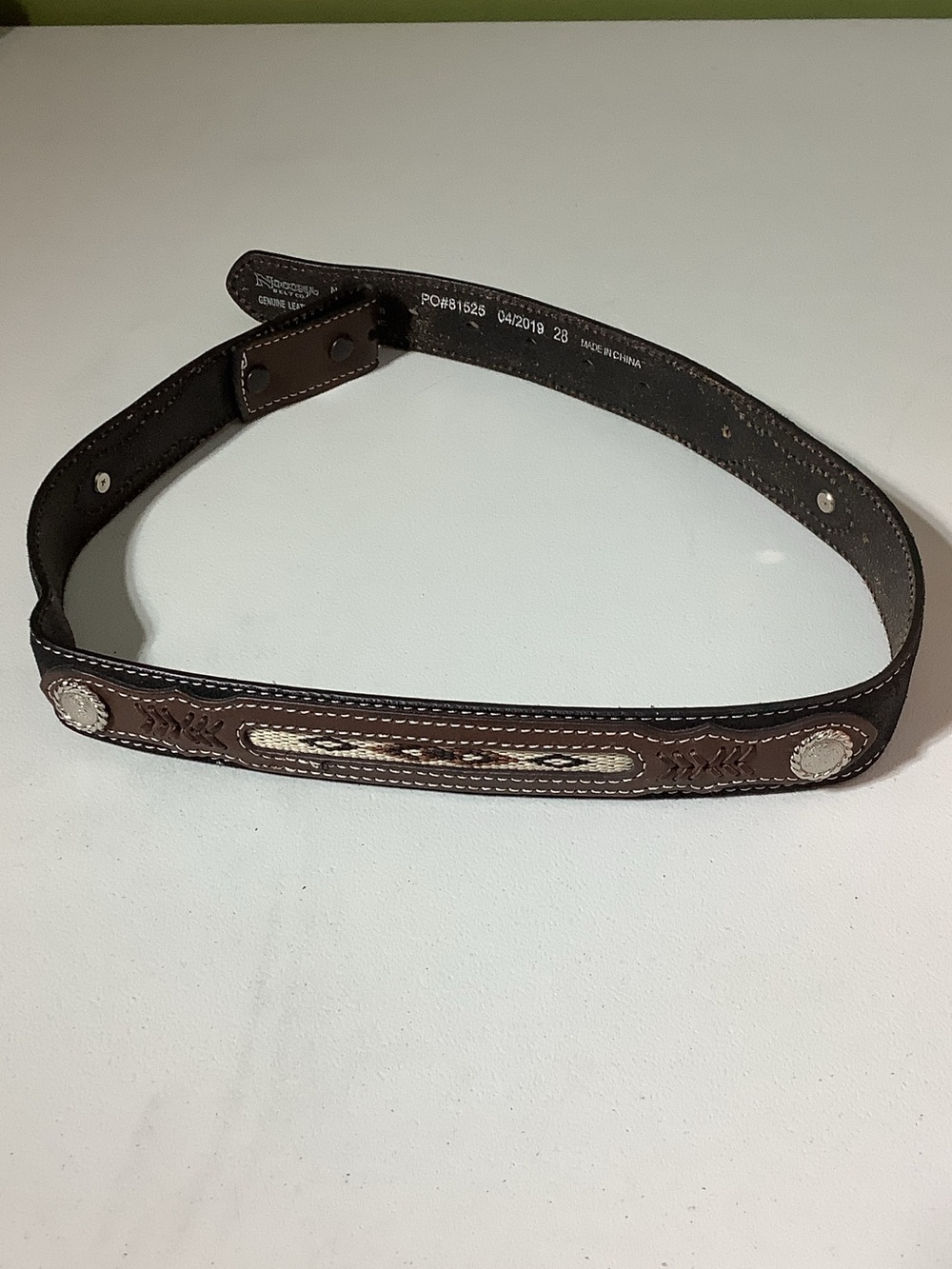 Nocona Belt Company western leather belt, size 28